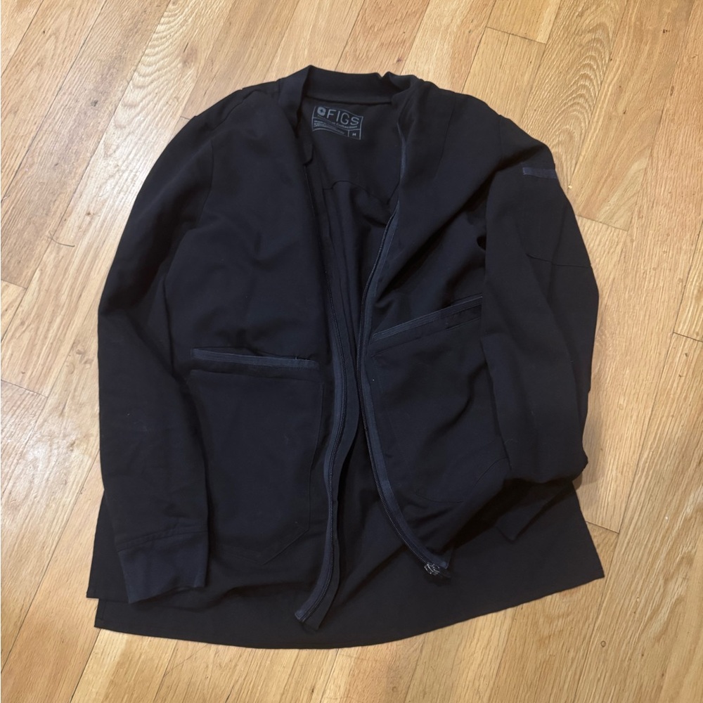Black Zip-Up Jacket by FIGS medium